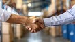 © KKC Studio - Successful Business Deal - Purchaser and Supplier Shaking Hands in Front of Warehouse