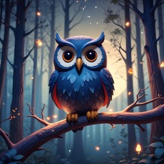 Wall Mural - owl on tree