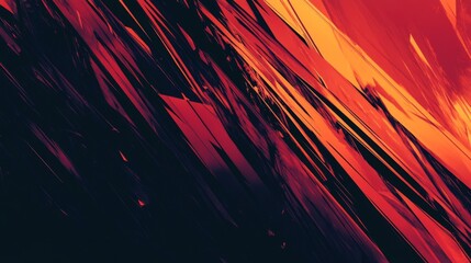 Poster - a high-contrast abstract background with bold, angular lines and sharp angles, set against a dark ba