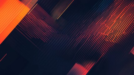 Poster - a high-contrast abstract background with bold, angular lines and sharp angles, set against a dark ba