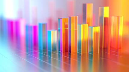 A high-resolution image of a 3D bar graph with varying heights, showcasing a detailed and colorful representation of data, with gridlines and a clean background for clarity