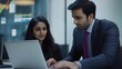 © Paul - Indian Financial Advisers Discussing Market Strategy on Laptop in Modern Office Generative AI