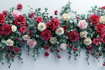 Poster - Floral grid backdrop at a garden wedding, showcasing vibrant flowers arranged in a geometric pattern