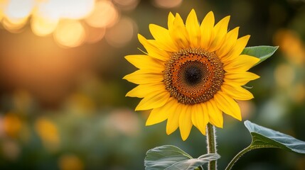 Poster - A striking shot of a bright yellow sunflower, with every petal and seed clearly defined, set against a soft, natural backdrop.