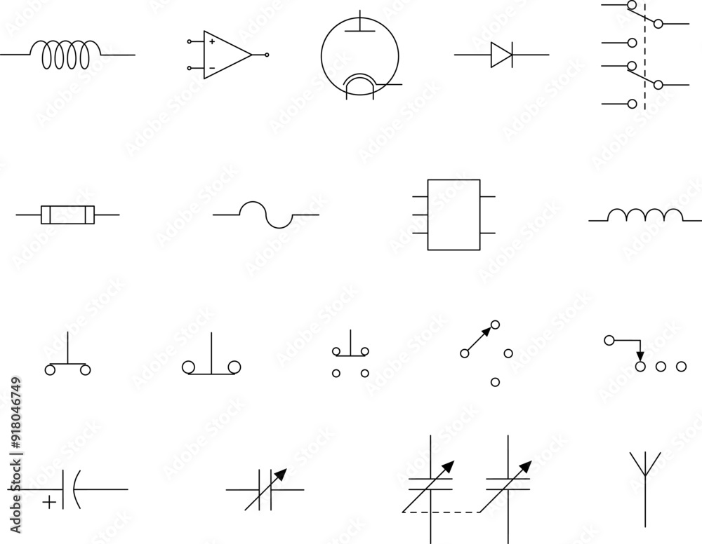 Vector de Stock Electronic circuit symbols. Graphic symbols for ...