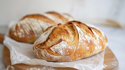 Delicious Artisan Sourdough Bread with Golden Crust in Rustic Bakery Style