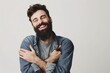 © Snowstudio - Attractive man with a beard hugs himself, this symbolizes self care