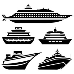 Set of ship silhouette vector illustration, ship icon bundle files