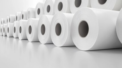 Coil Stock. White Paper Rolls in Factory for 3D Production Concept