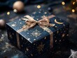 © Thares2020 - Celestial Themed Gift Box with Dreamy Stars and Moons Magical Holiday Concept with Copy Space