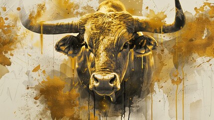 Wall Mural - Golden Bull Portrait