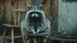 © Boraryn - Raccoon sitting on a stool with a curious look