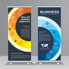 Wall Mural - business roll up banner design, roll up banner template with geometric shape, four sections, four steps roll up banner, vertical banner template, vector eps 10