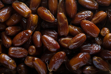 Close-up of dried Dates. Top view.