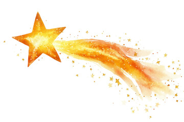 a vibrant, watercolor illustration of a shooting star with a golden tail, evoking a sense of wonder 