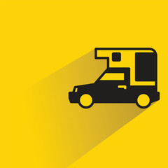 Canvas Print - small truck icon with shadow on yellow background