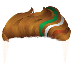 Wall Mural - A wig made of red men's hair with color dyeing. The flag is green, white, orange.
