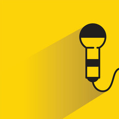 Canvas Print - microphone icon with shadow on yellow background