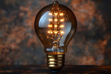 Vintage Edison Light Bulb with Glowing Filament - Ideal for Design, Print, Card, Poster