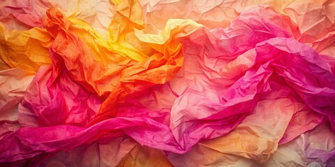 Wall Mural - vibrant hot pink watercolor hues dance across crumpled paper texture, harmoniously blending with sof