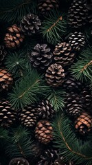 Wall Mural - Pine Cones Material Structure Background - Generative AI