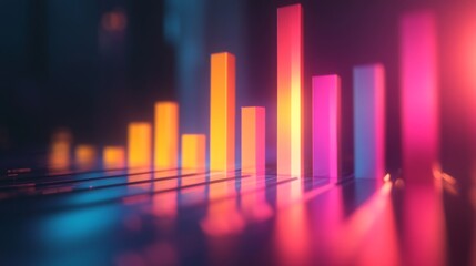 Poster - An artistic representation of a 3D bar chart with shadow effects, emphasizing the depth and texture of each bar, set against a modern, minimalistic background for a high-tech feel.