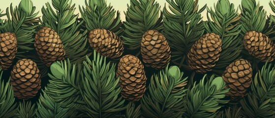 Sticker - Pine Cones Material Structure Background - Generative AI