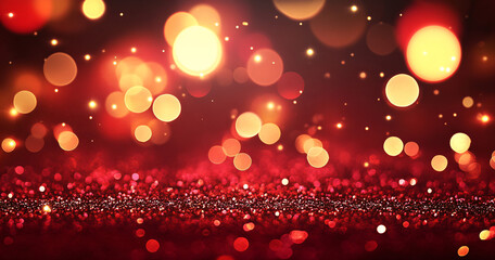 Wall Mural - Red Glitter and Bokeh Background.