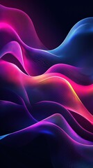 Wall Mural - A dark background with colorful neon waves, creating an abstract and futuristic wallpaper design