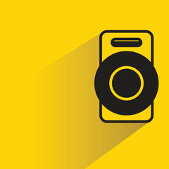 Sticker - audio loudspeaker icon with drop shadow on yellow background