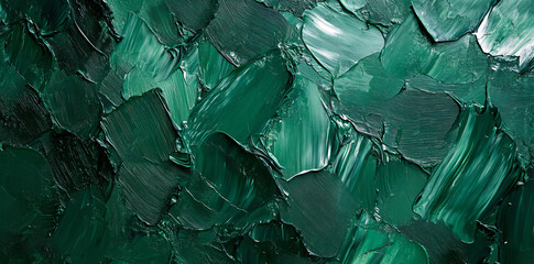 Wall Mural - Abstract Green Oil Painting Texture.