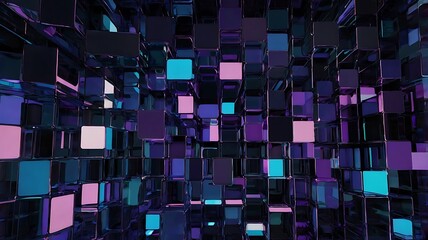 Wall Mural - Shiny hues of purple and blue on dark background illustration, reflective ai design