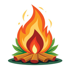 hand drawn campfire vector illustration, camping elements