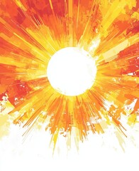 Wall Mural - A simple flat vector background with an abstract sun design in yellow and orange tones