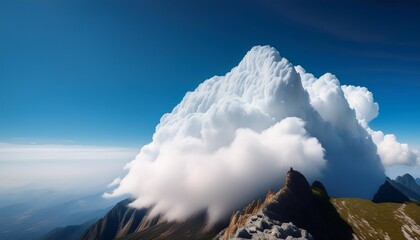 Wall Mural - the white clouds have a strange shape mountain and copy space