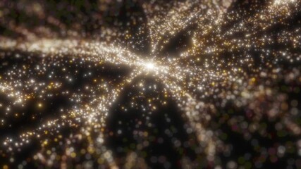 Wall Mural - This stock motion graphic shows the movement of golden particles in a single system.