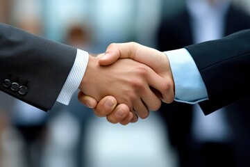 Wall Mural - Businessman handshake for teamwork of business merger and acquisition with generative ai