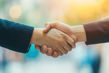 Businessman handshake for teamwork of business merger and acquisition with generative ai