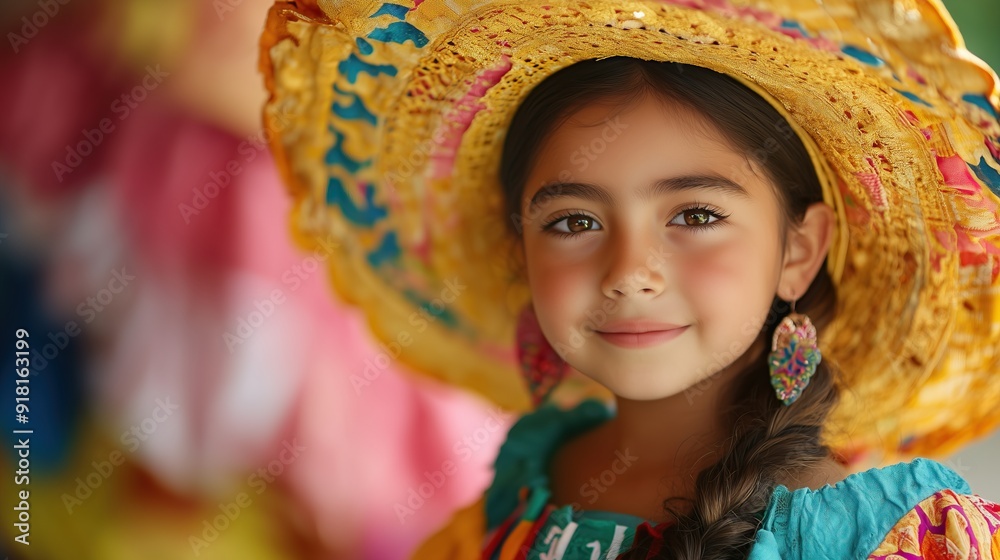 Mexican girl with traditional clothes