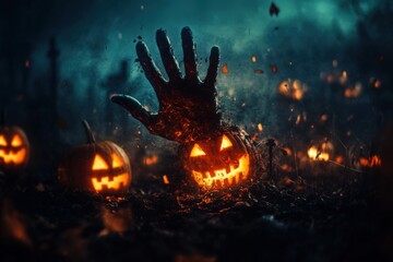 Spooky Time: Hands Emerging from the Ground