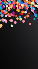 Black Friday banner with colorful confetti, festive and vibrant design, isolated on a gradient black background 