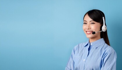 20代のオペレーターのアジア人の女性。（An Asian female operator in her 20s.）
