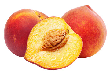 Wall Mural - peach isolated on white background, full depth of field