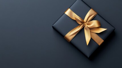 Poster - elegant Black Friday gift card with gold ribbon, sophisticated design, isolated on a gradient background 