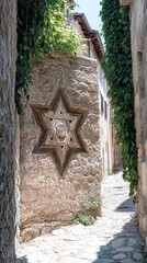 Sticker - Star of David Ancient Alley Judaism Religion Spiritual Symbol - Generative AI