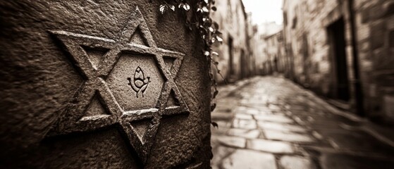 Sticker - Star of David Ancient Alley Judaism Religion Spiritual Symbol - Generative AI