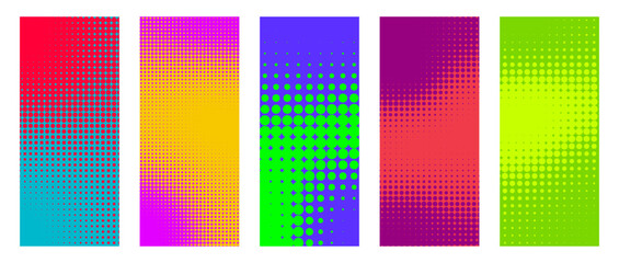 Wall Mural - Set of abstract halftone colorful poster backgrounds