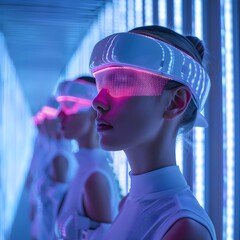 Poster - High tech Wearable Fashion in Sleek Futuristic Environment with Glowing Technological Accents