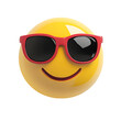 © Village - Smiling face with sunglasses three-dimensional emoji,3d cheerful glasses emoji isolated on transparent background, Happy sun emoji,png,3d smiling face emoji with expression sun glasses on, transparent