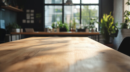 Poster - wooden table in modern office 